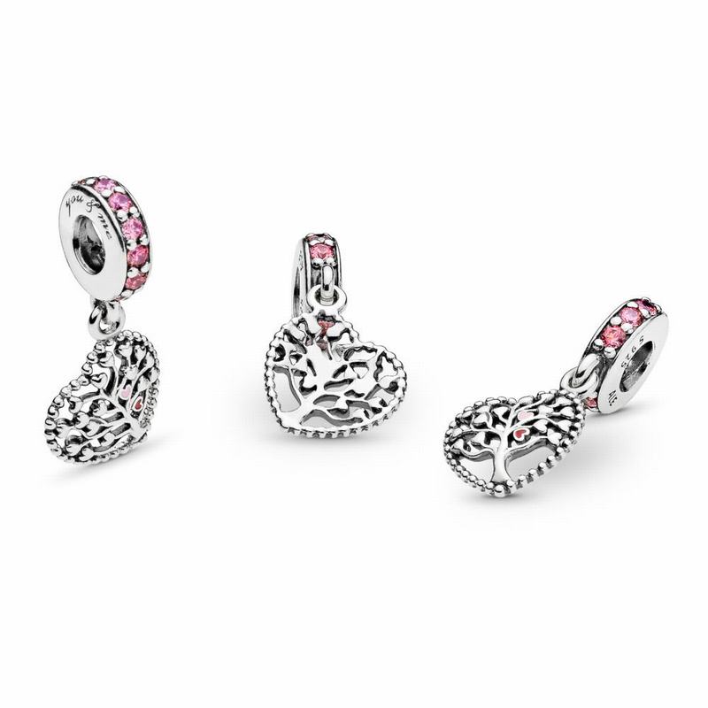 Pandora Pink Family Tree Dangle Charm Clearance NZ, Sterling Silver (451038-FUX)